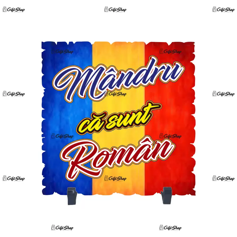 Mandru ca sunt roman, placheta cu mesaj, model a